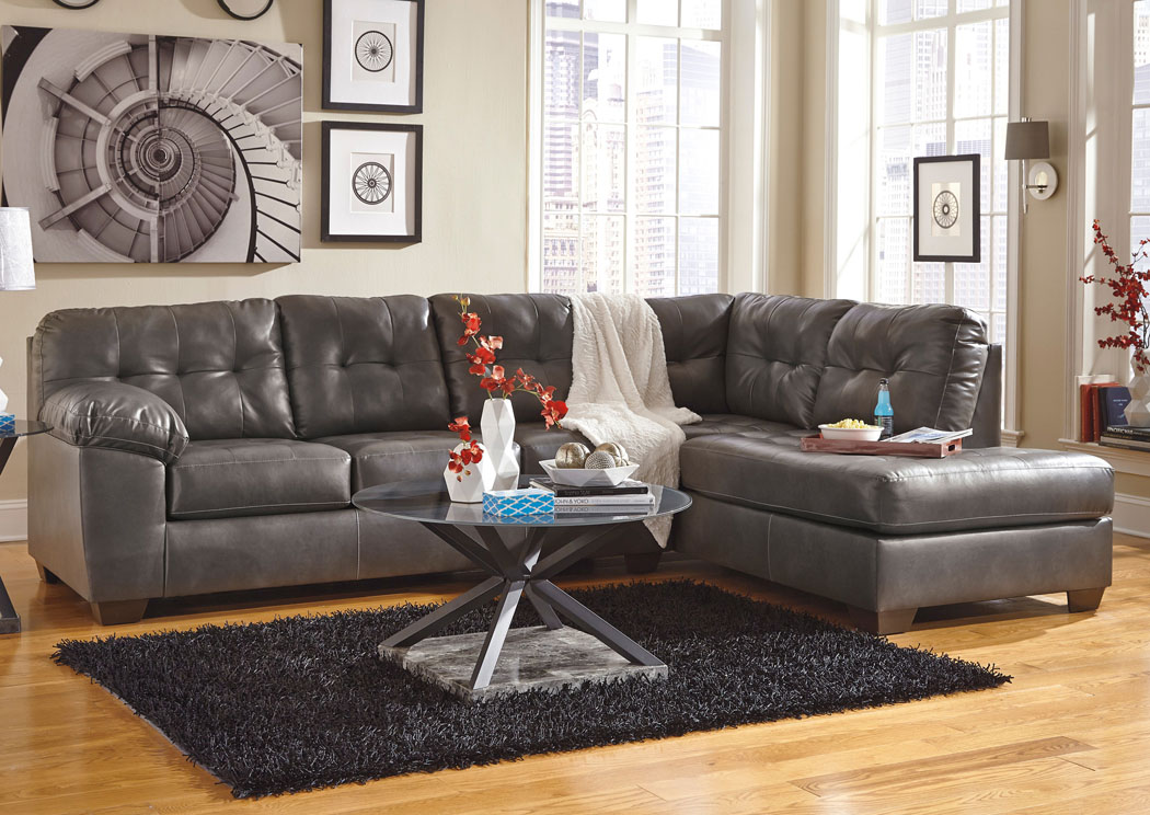 Alliston DuraBlend Gray Right Arm Facing Chaise End Sectional,Signature Design by Ashley