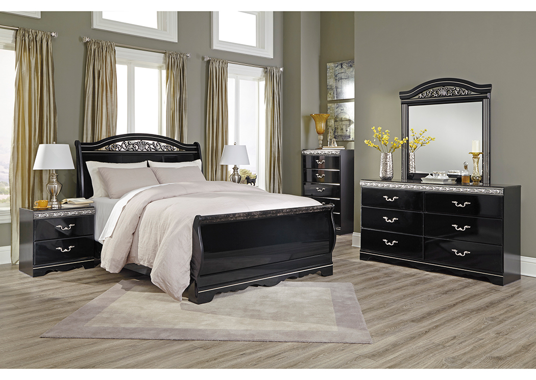 Constellations Black Queen Sleigh Bed,Signature Design by Ashley