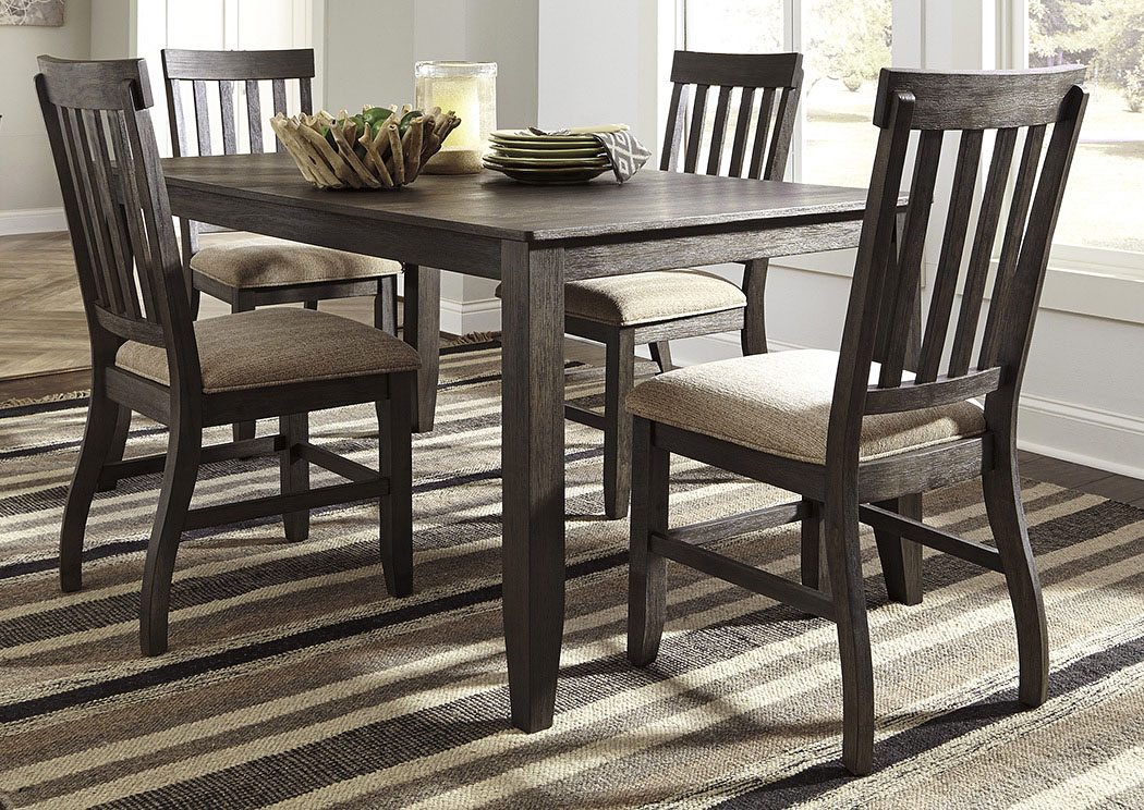 Dresbar Grayish Brown Rectangular Dining Room Table w/4 Side Chairs,Signature Design by Ashley