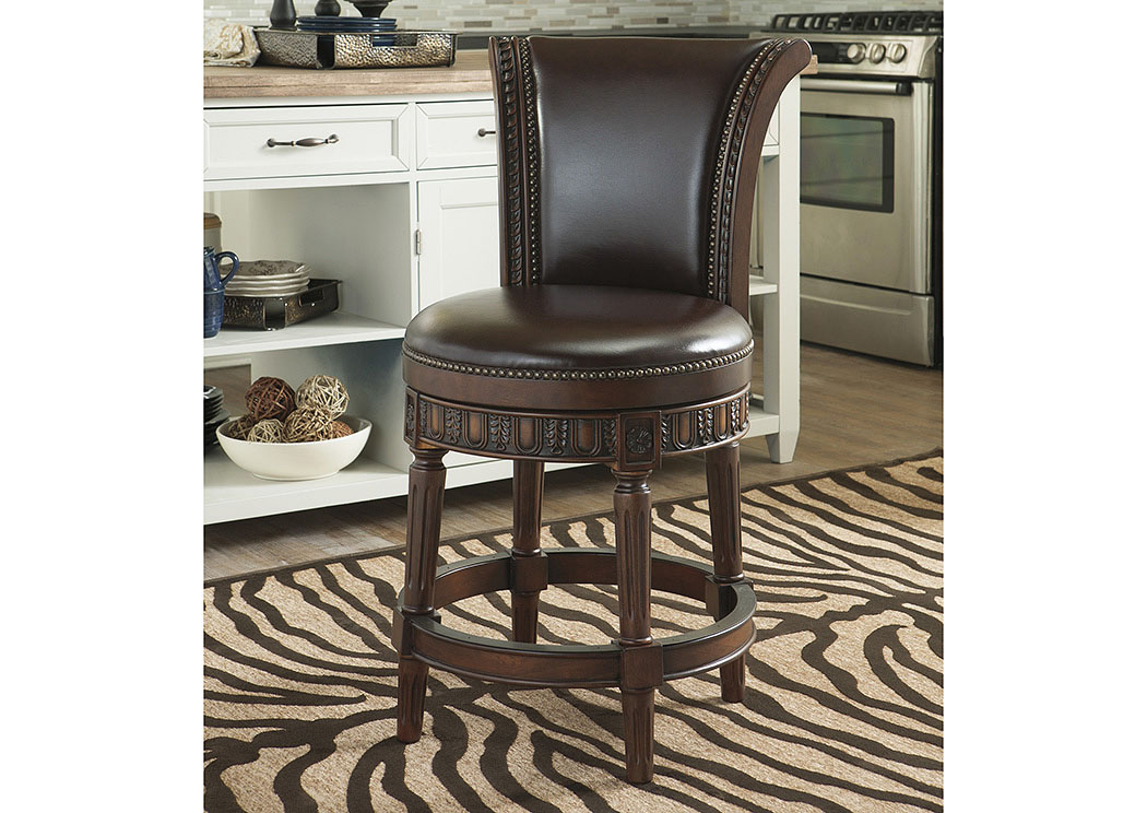 North Shore Dark Brown Upholstered Swivel Barstool,Millennium