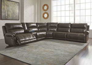 Dak DuraBlend Antique Left Facing Sectional w/ Console and Right Facing Wall Recliner,Signature Design by Ashley