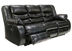 Linebacker DuraBlend Black Reclining Sofa,Benchcraft