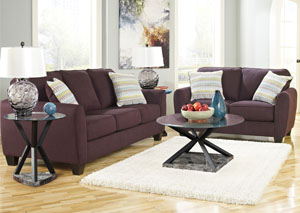 Ean Eggplant Sofa & Loveseat