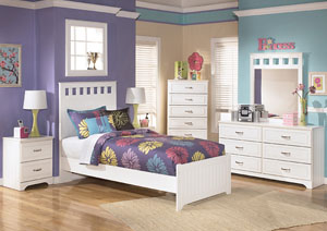 Lulu Twin Panel Bed, Dresser & Mirror