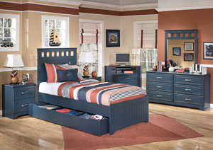 Leo Twin Panel Bed w/ Storage, Dresser & Mirror