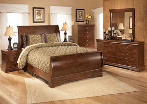 Wilmington Queen Sleigh Bed, Dresser & Mirror