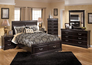 Esmarelda Queen Storage Bed, Dresser & Mirror