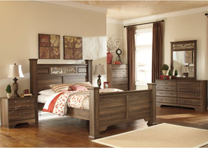 Allymore Queen Poster Bed, Dresser & Mirror