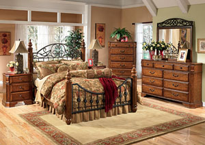 Wyatt Queen Poster Bed, Dresser, Mirror, Chest & Night Stand,Signature Design by Ashley