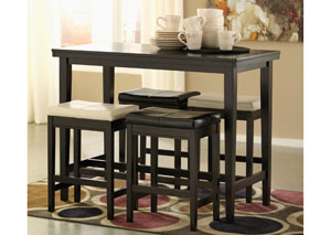 Kimonte Rectangular Counter Height Table w/ 2 Ivory & 2 Dark Brown Barstools,Signature Design by Ashley