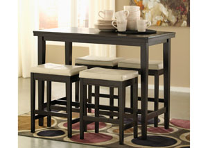 Kimonte Rectangular Counter Height Table w/ 4 Ivory Barstools,Signature Design by Ashley