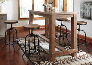 Pinnadel Bar Table w/ 4 Tall Swivel Stools,Signature Design by Ashley