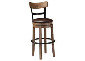 Pinnadel Light Brown Tall Upholstered Swivel Barstool,Signature Design by Ashley