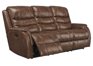 Metcalf Nutmeg Power Reclining Sofa w/Adjustable Headrest