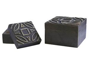 Marquise Antique Black Box (Set of 2)