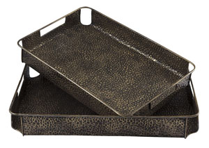 Kale Antique Bronze Finish Tray (Set of 2)