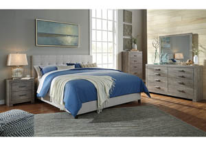 King Cream Upholstered Bed