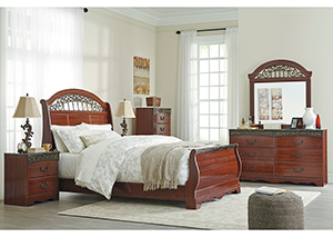 Fairbrooks Estate Reddish Brown Queen Sleigh Bed