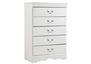 Anarasia White Five Drawer Chest