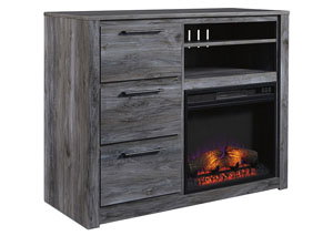 Baystorm Gray Media Chest w/Fireplace