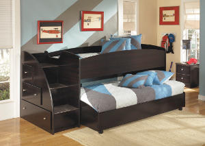 Embrace Twin Loft Bed w/Caster Bed & Storage Stairs