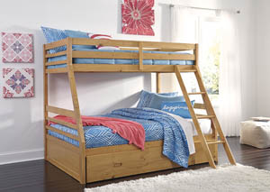 Hallytown Light Brown Twin/Full Storage Bunk Bed