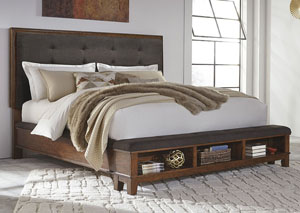 Ralene Medium Brown California King Upholstered Storage Bed