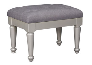 Coralayne Silver Upholstered Stool