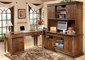 Hamlyn Large L-Shaped Desk w/Large Hutch & Credenza & File Cabinet