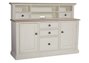 Sarvanny Two-tone Large Credenza Home Office Short Desk Hutch