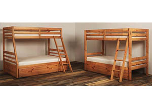 Hallytown Light Brown Twin/Twin Storage Bunkbed w/Ladder