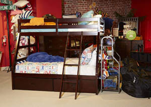 Halanton Dark Brown Twin/Twin Storage Bunkbed