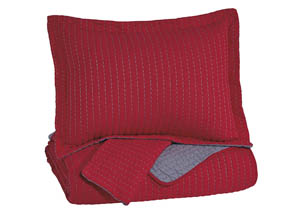 Dansby Red/Gray Full Coverlet Set