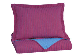 Dansby Magenta/Aqua Twin Coverlet Set