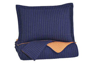 Dansby Navy/Orange Full Coverlet Set