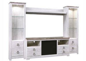 Willowton Whitewash Entertainment Center w/Large Integrated Audio